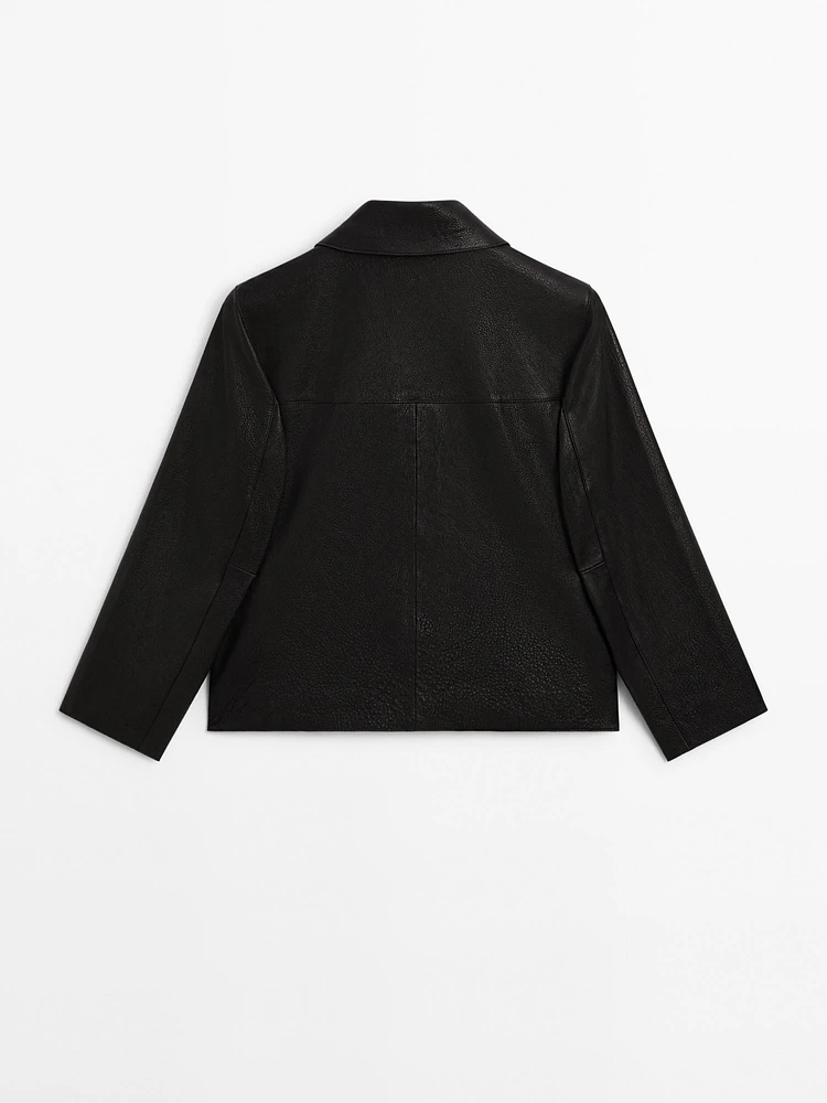 Veste texturée en cuir nappa