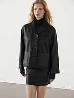 Veste texturée en cuir nappa