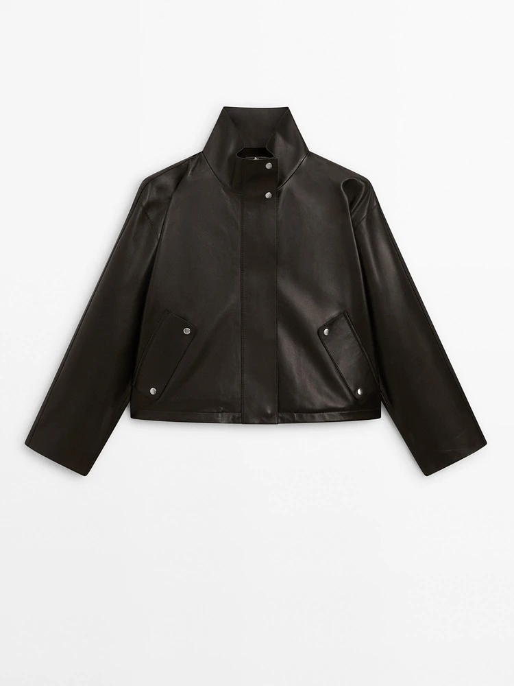 Loose-fitting nappa leather jacket