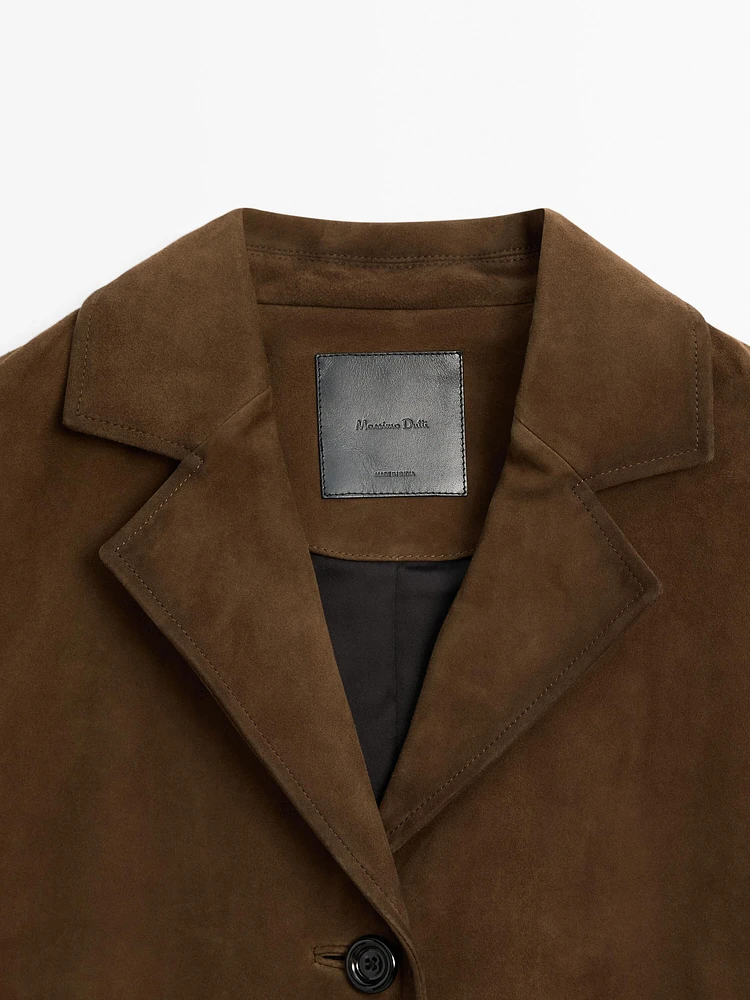 Manteau en cuir effet daim doublé