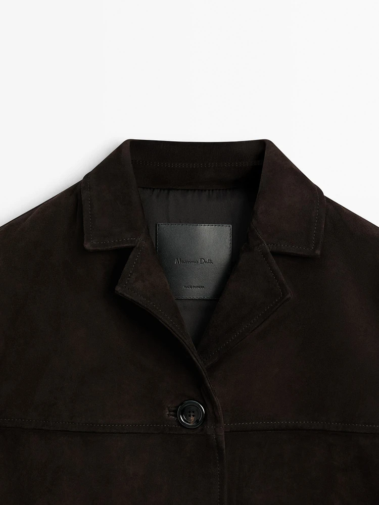 Short suede leather jacket