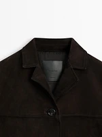 Short suede leather jacket