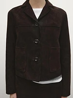 Short suede leather jacket