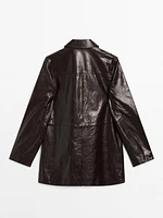 Nappa leather textured blazer