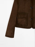 Suede leather jacket with pockets