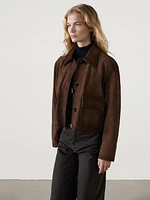 Suede leather jacket with pockets