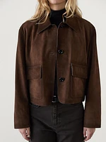 Suede leather jacket with pockets