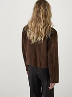 Suede leather jacket with pockets