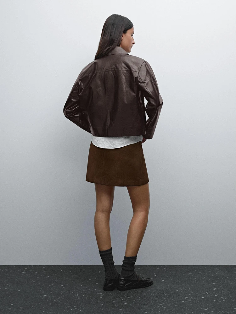 Nappa leather crunch jacket