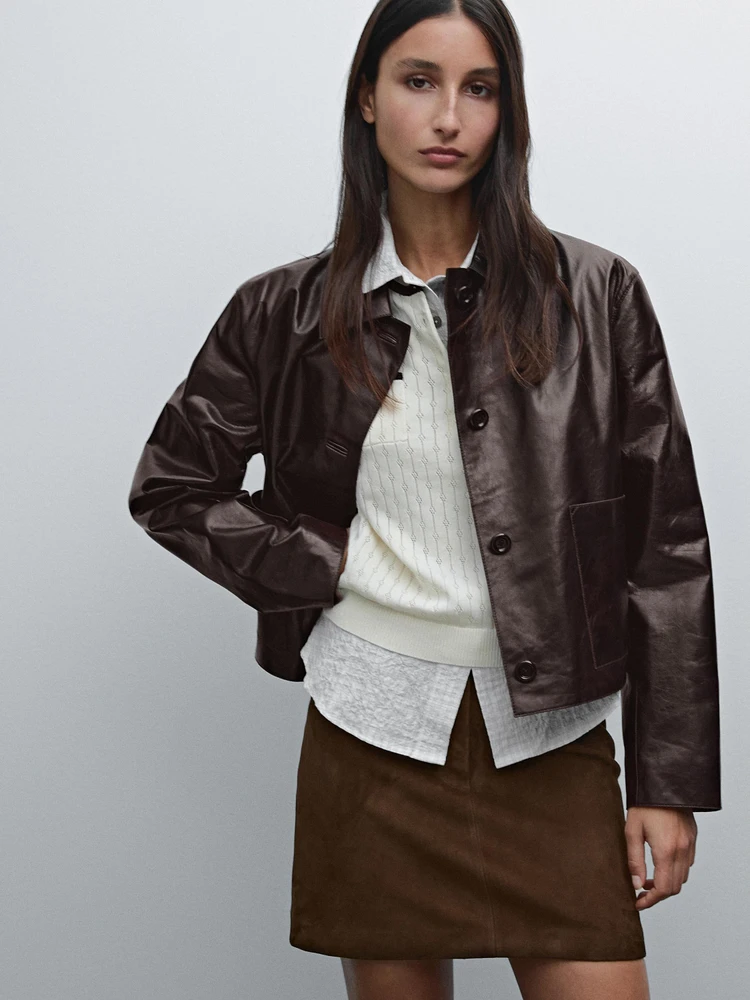 Nappa leather crunch jacket