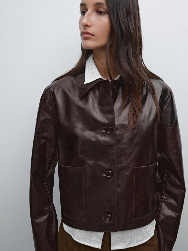 Nappa leather crunch jacket