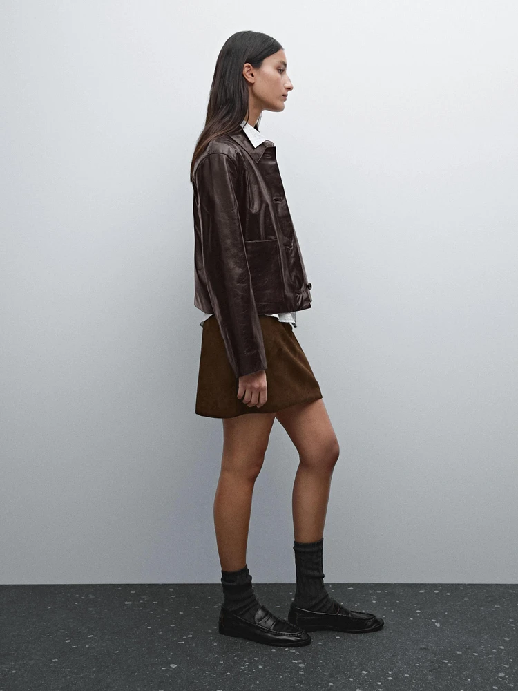 Nappa leather crunch jacket