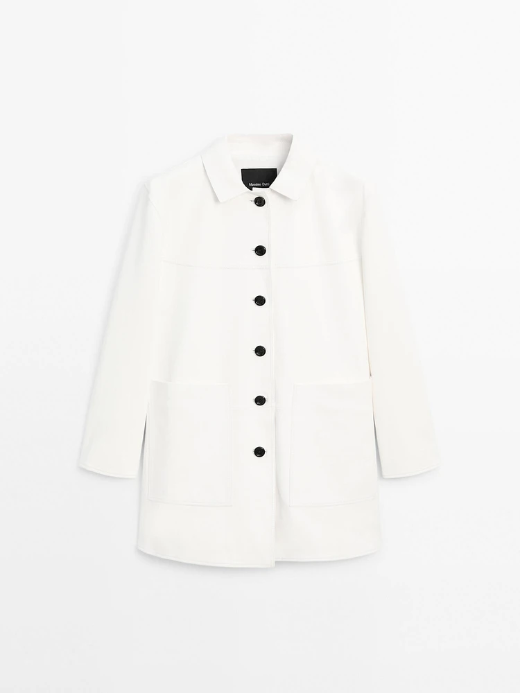 Manteau mi-long en cuir nappa