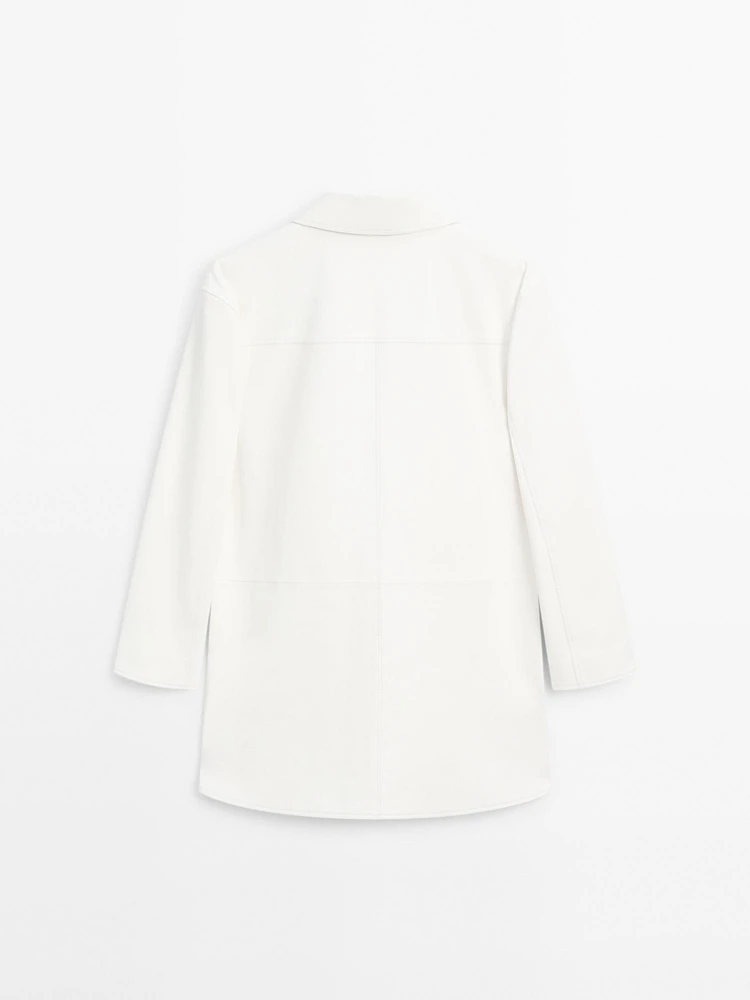 Manteau mi-long en cuir nappa