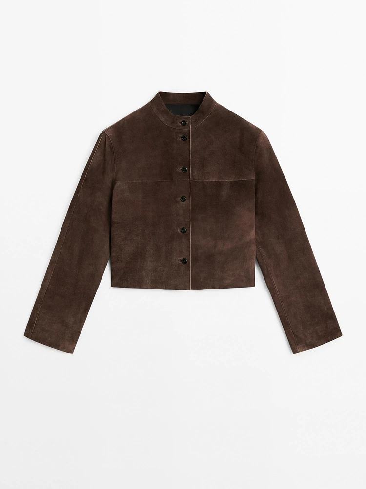 Short suede leather shirt