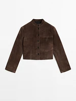 Short suede leather shirt