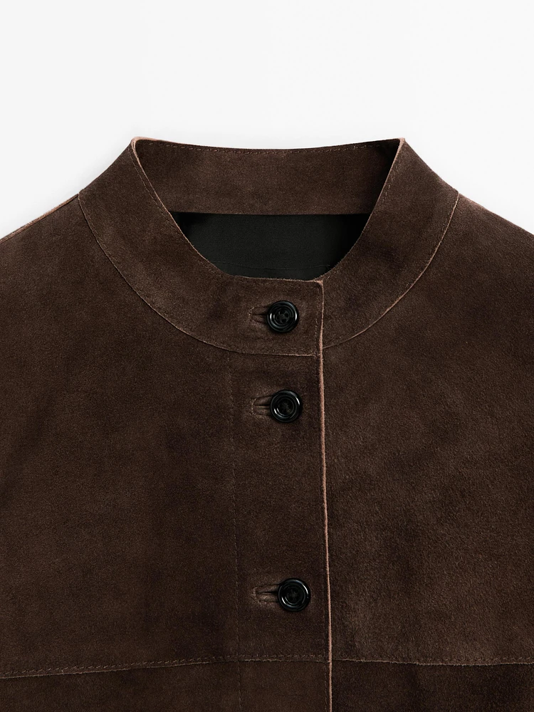 Short suede leather shirt