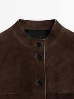 Short suede leather shirt