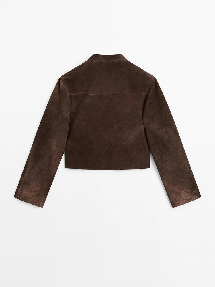 Short suede leather shirt