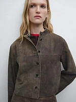 Short suede leather shirt