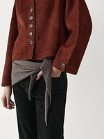 Short suede leather jacket