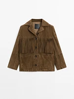 Suede leather jacket with fringing