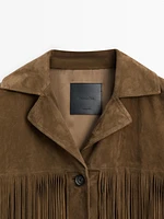 Suede leather jacket with fringing