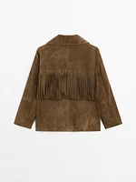 Suede leather jacket with fringing