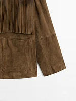 Suede leather jacket with fringing