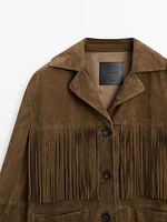 Suede leather jacket with fringing