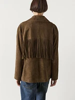 Suede leather jacket with fringing