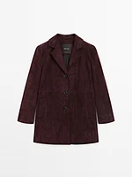 Medium suede leather coat