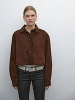 Cropped suede leather shirt