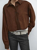 Cropped suede leather shirt