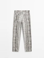 Regular fit cotton snakeskin print jeans