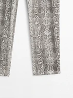 Regular fit cotton snakeskin print jeans