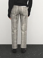 Regular fit cotton snakeskin print jeans