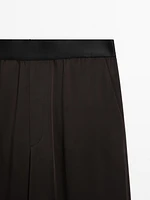 Wide-leg satin trousers