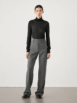 Straight trousers with wide waistband