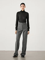 Straight trousers with wide waistband