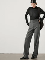 Straight trousers with wide waistband