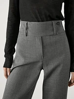 Straight trousers with wide waistband