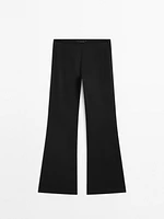 Mid-rise stretch flared trousers