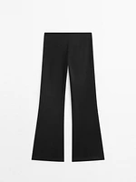 Mid-rise stretch flared trousers