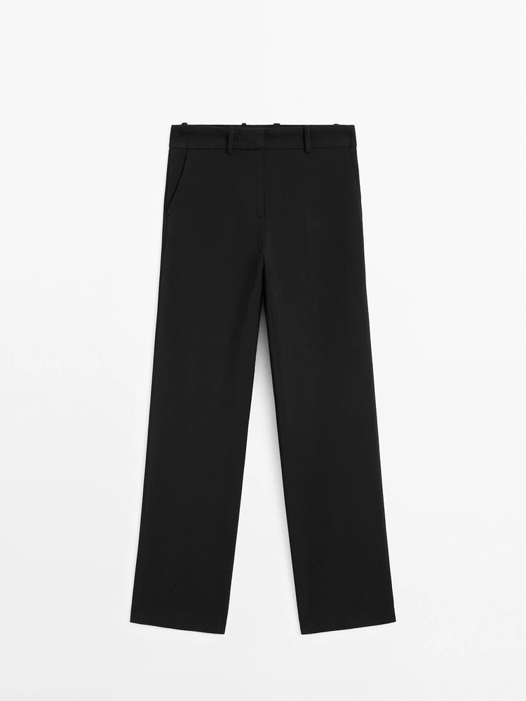 Straight fit trousers with belt loops