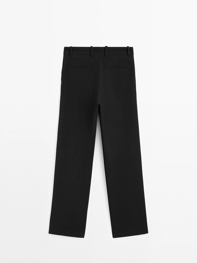 Straight fit trousers with belt loops