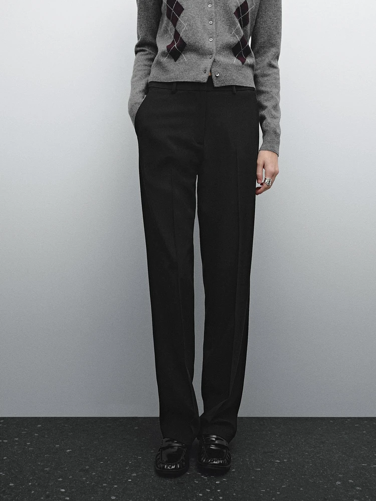 Straight fit trousers with belt loops