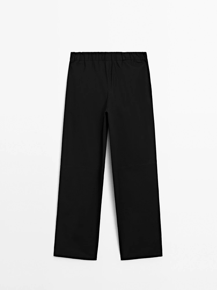 Poplin trousers with elasticated waistband