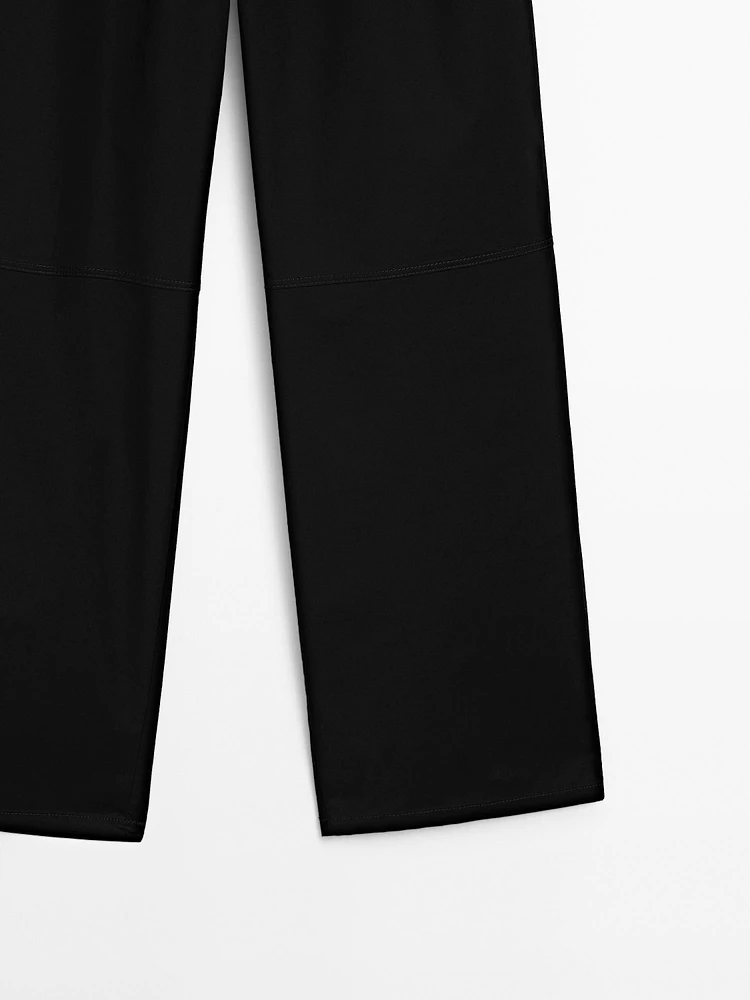 Poplin trousers with elasticated waistband