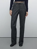 Straight-leg flecked cotton blend trousers